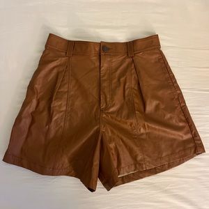 Free People brown leather shorts NWT
